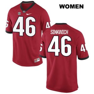 Women's Georgia Bulldogs NCAA #46 Frank Sinkwich Nike Stitched Red Authentic College Football Jersey CFB3354WP